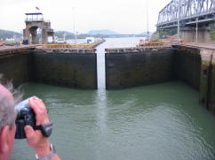 Locks closing behind our ship