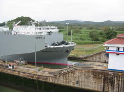 Automobile carrier after locks are filled